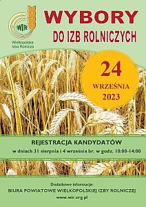 Informacja w sprawie wyborów do Izb Rolniczych ogłoszonych na dzień 24.09.2023r. - plakat